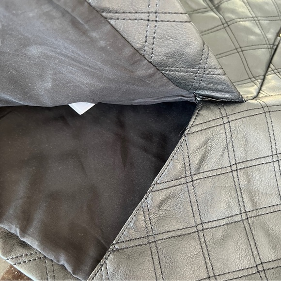 Banana Republic Faux Leather Quilted Black Leather Pencil Skirt - Picture 6 of 12